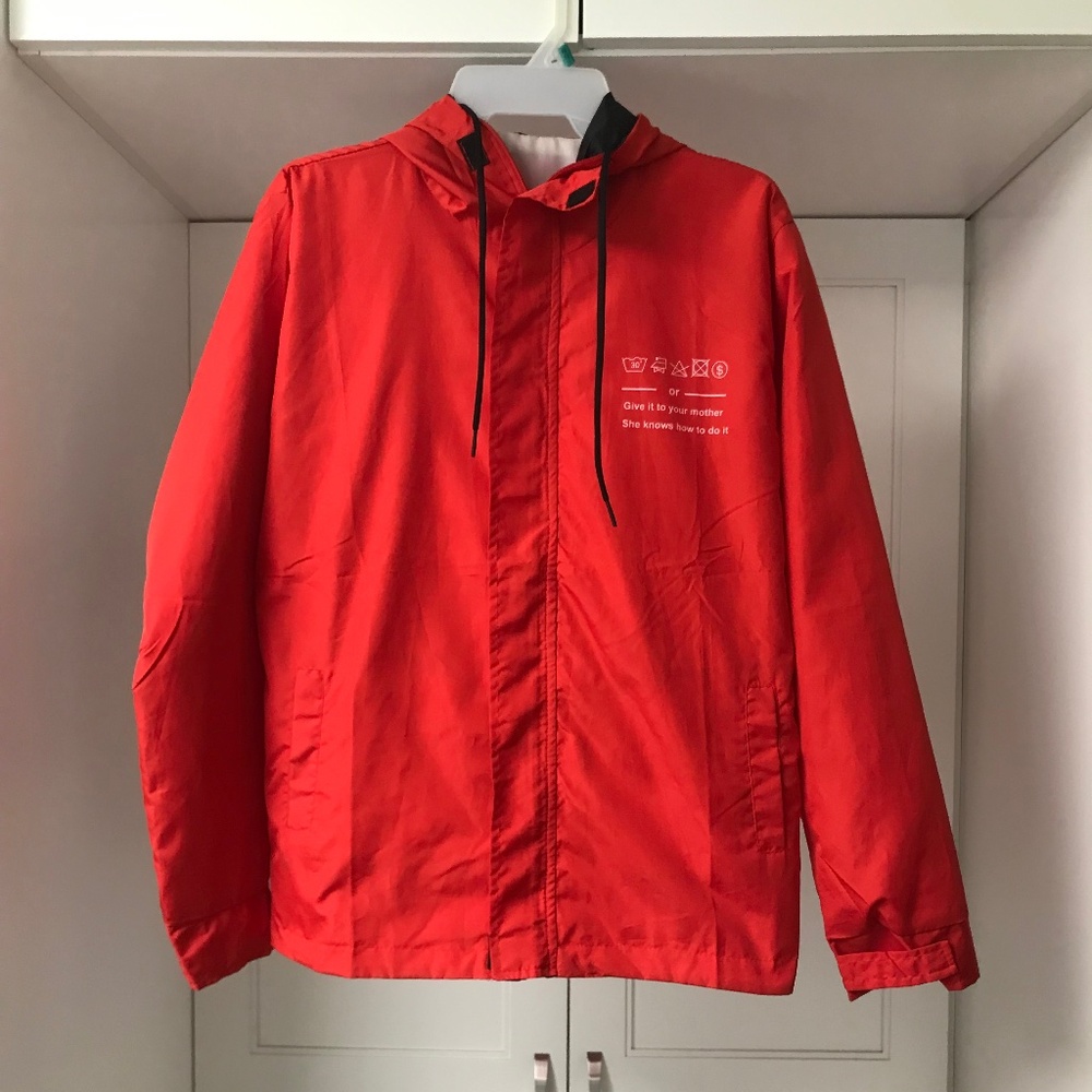 Red Windbreaker Jacket Unisex Medium /Small